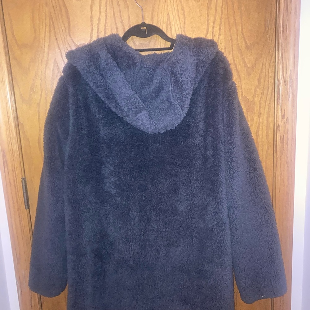 Victoria’s Secret PINK Gray Hooded Sherpa Cardigan.  Size L. Like New. - Picture 2 of 2